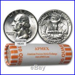 Ten Roll Bag ($100 face) of BU Silver Washington Quarters, 1964 and Before