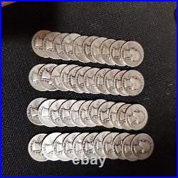 US 90% Silver Washington Quarters 40-Coin Roll