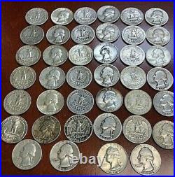 U. S. Washington silver quarters coins (1 Roll, $10 Face)Random yrs, circulated