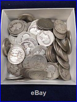 WASHINGTON QUARTERS (1932-64) 90% Silver (120coins) Three Rolls