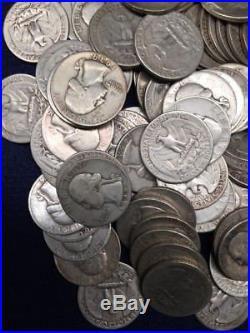 WASHINGTON QUARTERS (1932-64) 90% Silver (120coins) Three Rolls