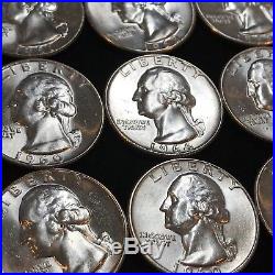 WASHINGTON QUARTER FULL BU ROLL 1960-1964 SILVER (40 coins $10) #S47