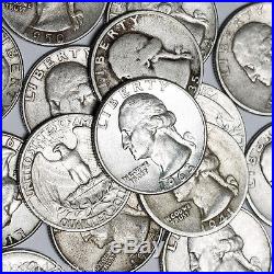 Washington 90% SILVER Quarters Roll 40 Coins $10 Face Value RARE 1932-1964 Lot