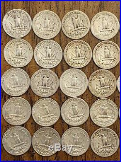 Washington 90% Silver Quarter 40 Coin Roll Mixed Dates 030