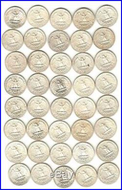 Washington 90% Silver Quarter Roll 40 Coins Tubed Great Investment 55+ Years Old