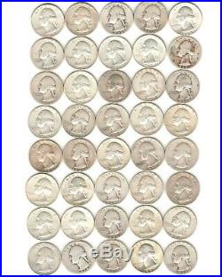 Washington 90% Silver Quarter Roll 40 Investment Coins P-d-s Mint 1934-64 Tubed