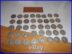 Washington 90% Silver Quarters full roll (40) All dates in 1950's