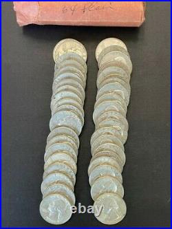 Washington QUATERS 1 ROLL (40) 90% SILVER UNGRADED 1964 CIRCULATED #1