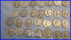 Washington Quarter Dollar 90% Silver 40 Coin Roll Mixed Dates $10 Face Value