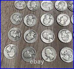 Washington Quarter Full Roll LOW GRADE 40 Coins 90% Silver