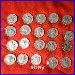 Washington Quarter Lot of 40 90% Silver US Coins rolled 12 1964 20 1963 8 1962