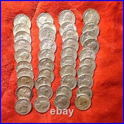 Washington Quarter Lot of 40 90% Silver US Coins rolled 12 1964 20 1963 8 1962
