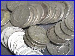 Washington Quarter Roll, Lot of 40 Coins, 90% Silver, $10 Face Avg Circ
