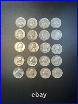 Washington Quarters (20 Coins) 90% Silver 1/2 roll $5 FV