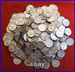 Washington Quarters 40 coin roll circulated mixed mint & date 90% Silver