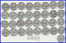 Washington Quarters 90% Silver (33) Ct Lot From Roll Of 40 1943 & 1944 Pre 1964