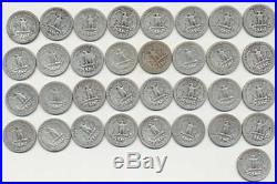 Washington Quarters 90% Silver (33) Ct Lot From Roll Of 40 1943 & 1944 Pre 1964
