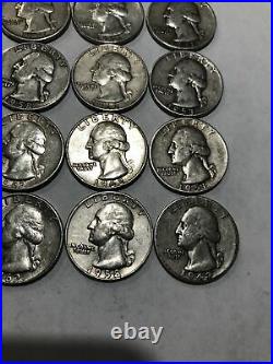 Washington Quarters 90% Silver Lot Of 20 $5 Face 1/2 Roll Mixed Dates/mints