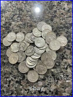 Washington Quarters 90% silver Lot of 40, 1 Roll