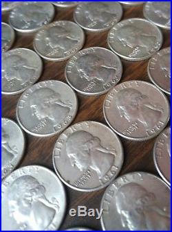 Washington Quarters Roll 1956-1964 Silver 15 Different Dates. ! AU-UNC Roll