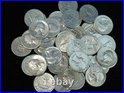 Washington Quarters Roll 40 90% Silver Mixed Dates And Mints $10 Face Value L3