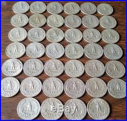 Washington Quarters Roll of 40 Coins 1951-1964 90% Silver Roll 10