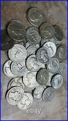 Washington SILVER Quarters Full Date Roll Of 40x 90% Old Coins Random Dates