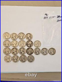 Washington Silver Quarter 1/2 Roll All 1934-1939 Average Circulated P Mint 20pc