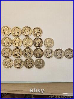 Washington Silver Quarter 1/2 Roll All 1934-1939 Average Circulated P Mint 20pc