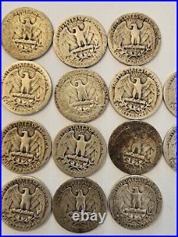 Washington Silver Quarter 1/2 Roll All 1934-1939 Average Circulated P Mint 20pc