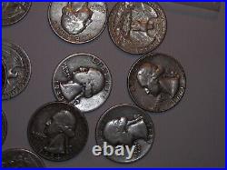 Washington Silver Quarter Half Roll Lot 20 All Silver 1936-1964