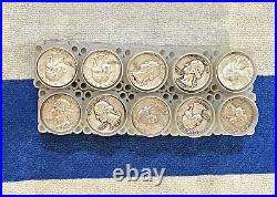 Washington Silver Quarter Roll 40 Coins Mixed Dates and Mint Marks 1939-1964 90%