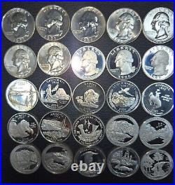 Washington Silver Quarter Roll 40 Coins Mixed Dates and Mint Marks 1958-2011