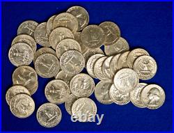 Washington Silver Quarter Roll 40 Coins Mixed Dates and Mint Marks 1960-1964 90%