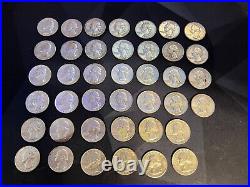 Washington Silver Quarters 40 Coins Full Roll 90% Silver $10 Face