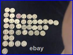 Washington silver quarter circulated roll lot of 40- all dates in 40s