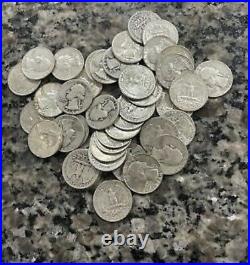 Washington silver quarters (1 Roll, $10 Face)Random yrs, circulated Nice Cond