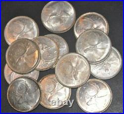Weeda Canada Lot of 54 silver 1968 quarters including BU roll
