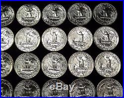 X40 1964 UNC BU Washington Quarter 90% Silver 25c FULL ROLL US Coin Lot #14095T