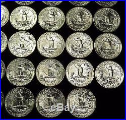 X40 1964 UNC BU Washington Quarter 90% Silver 25c FULL ROLL US Coin Lot #14095T